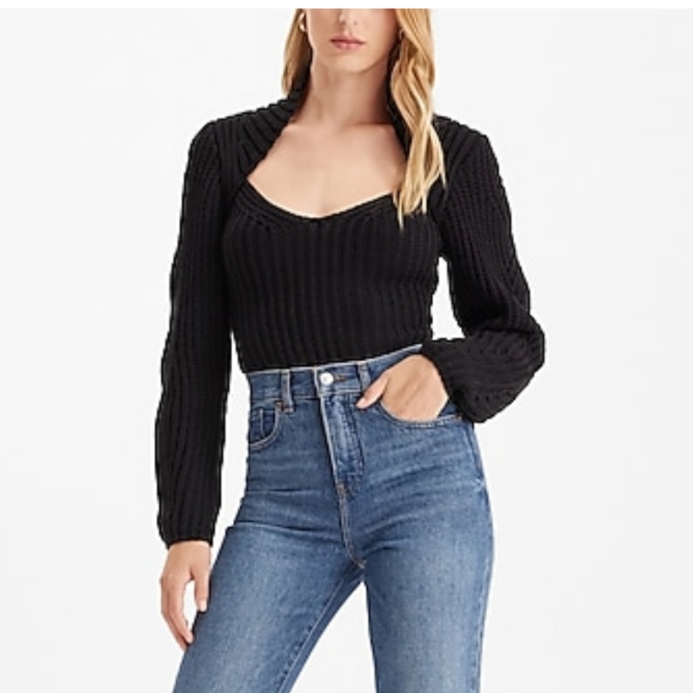 Express Ribbed Long Sleeve VNeck  Sweater SZ M